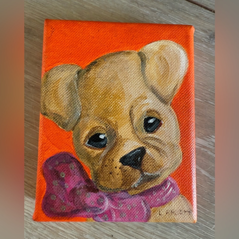 New Original signed painting of puppy.  Nice size for small space. Labrador.